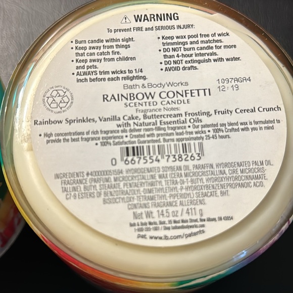 🆕 RAINBOW CONFETTI 🌈 2x Bath & Body Works 3 Wick Candles - 90s Retro Nostalgia - Picture 7 of 7